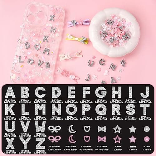 Junk Case Charms, A-Z Alphabet Letters Junk Case Kit, Junk Phone Case Charm, Pink Assorted Slime Charms Bulk Letter Charms for DIY Necklace Bracelets Jewelry Making Scrapbooking Crafts thumbnail 3