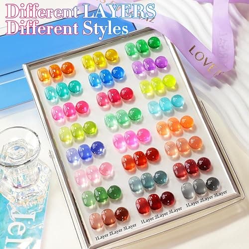 Double Rhythm 28Pcs 0.5Oz Gel Nail Polish Set Same Color Same Bottle Soak Off Gel Polish Kit Nail Art Manicure Salon DIY at Home for Women (Neon Jelly Sheer Collection-T24-11) thumbnail 9