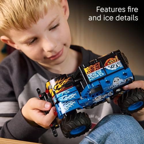 LEGO Technic Monster Jam Grave Digger Fire and Ice Building Toy for Boys & Girls - Monster Truck Toy W/Pull-Back Racing Action for Kids, Ages 7+ - Gift Idea for Birthdays - 42219 thumbnail 5