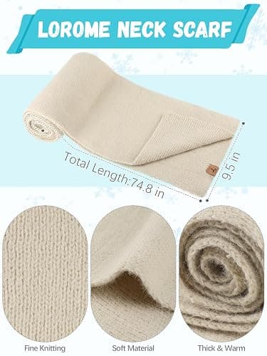 Winter Beanie Hat Scarf Gloves, Warm Fleece Knit Hat Long Scarf Neck Warmer Touch Screen Winter Gloves Set Gifts for Women thumbnail 3