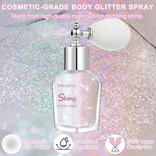 Hair and Body Glitter Spray, Shimmering Powder Sparkle Powder Makeup, Glitter Loose Sparkle Makeup for Body Highlighter,Festival Prom Rave Accessories (Dazzle) thumbnail 2