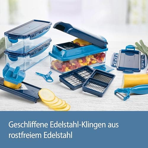 Genius Nicer Dicer Smart (14 tlg.) in blau - Gemüse-schneider für Würfel, Stifte, Scheiben, Streifen und Viertel inkl. Rezeptheft - Salatschneider Mandoline Gurkenhobel thumbnail 4