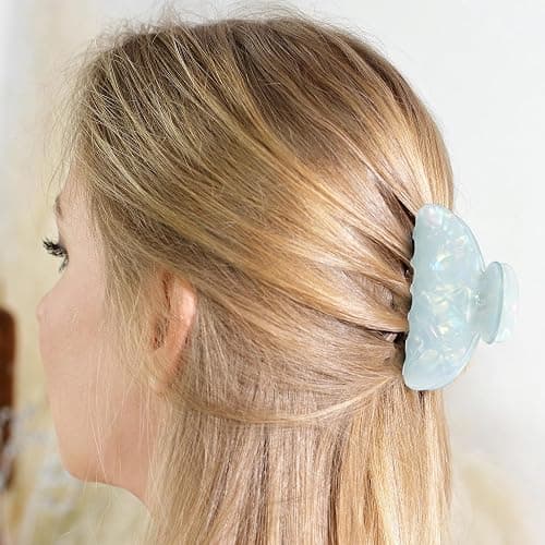 Yuxung 16 Pcs Large Acrylic Hair Claw Clips Bulk for Women Christmas Birthday Gift Fashion French Style Cute Hair Accessories Non-slip Hold Claw Clip for Thick Thin (3.19 Inch,Mermaid Princess Color) thumbnail 5