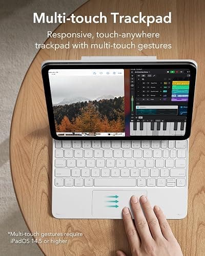 ESR for iPad Air 11/Pro 11 Inch Case with Keyboard,Quick-Set Magnetic Stand | For iPad Air 5/4th, Secure Magnetic Lock, Precision Multi-Touch Trackpad, Backlit Keys, Rebound Series, White thumbnail 5