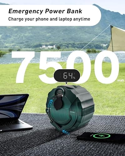 DUKUSEEK Tent Ceiling Fans for Camping Hanging, Portable Tent Fans with Light and Remote Control, Power Bank, USB Battery Operated Camping Fan with Hanging Hook for Outdoor, Car, RV thumbnail 9