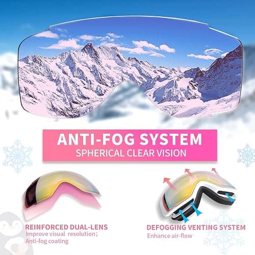 Freela Kids Ski Snowboard Goggles for Toddler(3-14) Youth Anti Fog Anti UV Goggles Girls Boys Snow Skiing Equipment thumbnail 5