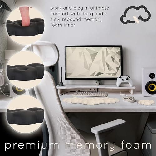 Cloud Keyboard Wrist Rest – Create-ables Qloud Cloud Wrist Rest for Computer Keyboard and Mouse, Ergonomic Memory Foam Wrist Pad with Non-Slip Base, Includes Cloud Mouse Pad – Beige thumbnail 5