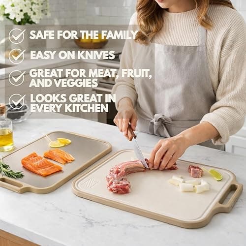 Stainless Steel Cutting Board, Double Sided Steel Cutting Boards for kitchen, Non Toxic Stainless Steel/Wheat straw pp Large size for meat,17 * 11 Inch,Dishwasher Safe,luxury style Aesthetic chopping thumbnail 4