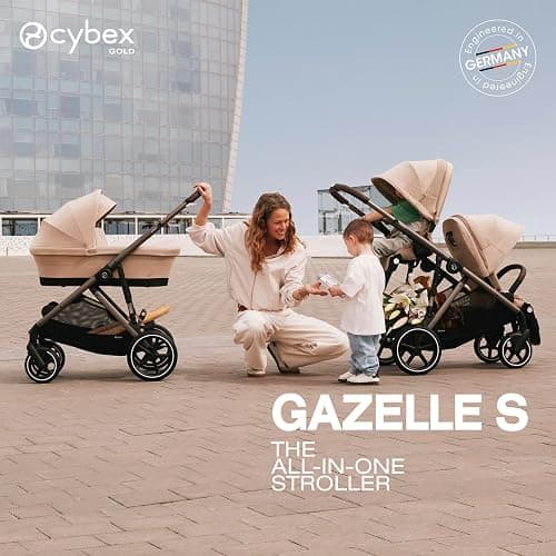 Cybex Gazelle S All-in-One Toddler and Baby Stroller with Over 20 Modular Configurations, Ergonomic Near-Flat Recline, Shopper Basket, and Compact Fold, Moon Black, Black Frame thumbnail 4