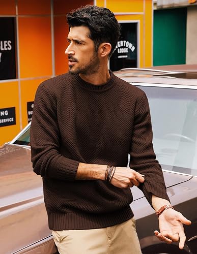 PJ PAUL JONES Mens Sweater Waffle Knit Crewneck Sweater Textured Long Sleeve Pullover thumbnail 4