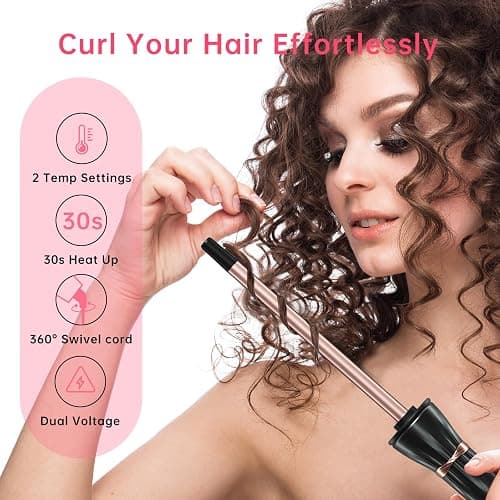 HIRAY 3/8 Inch Curling Iron,9mm Tiny Curling Wand,Ceramic Small Barrel Curling Iron with Adjustable Temperature,Fast Heating,for Short & Long Hair thumbnail 5