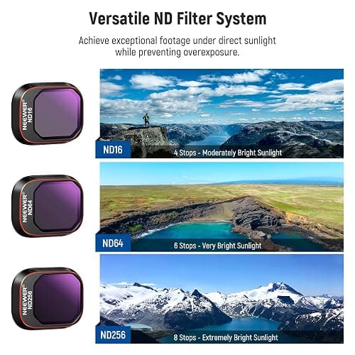 NEEWER ND CPL Filter Set Compatible with DJI Mini 4 Pro, 4 Pack Multicoated HD Optical Glass Screw On ND16 ND64 ND256 Circular Polarizing Neutral Density Filter Drone Accessories + 2X Cleaning Cloth thumbnail 4