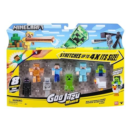 Goo Jitzu Minecraft Minis, 8-Pack Squishy Stretchy Mini Squishies | 2.5-inch squishy fidget toys that stretch up to 4 times their size, with 8 characters for Minecraft fans to collect thumbnail 2