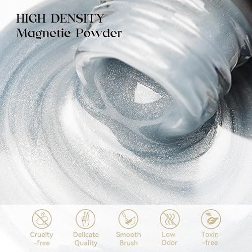 MIZHSE Cat Eye Gel Nail Polish, 8 Colors Moonlight Magnetic Gel Polish Set with Magnet Stick, Glassy Effect Crystal Holographic Silver Brown Green Purple Fall Colors Soak Off Nail Art Gift for Women thumbnail 2