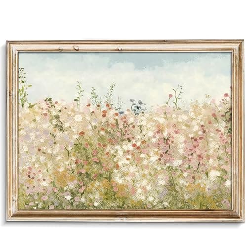 uniro Wildflower Field Vintage Canvas Wall Art for Home Decor, Spring Landscape Art Print, Botanical Floral Posters Oil Painting Wall Art, Plant Flower Pictures Farmhouse for Living Room, Bedroom, Bathroom Decor( 8" x 10"-UNFRAMED) - Image 1