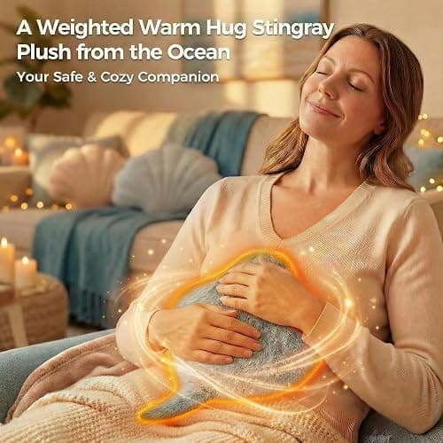 Mewaii Stingray Microwavable Unscented 1.6lbs Volcanic Rock Heating Pad 50-Minute Lasting Warmth Perfect Fit Heatable Stuffed Animals Plush for Period Cramps Menstruation Gifts for Girls Women thumbnail 2