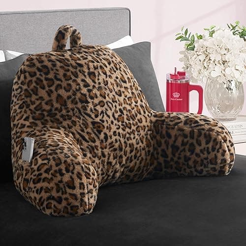 Juicy Couture fuzzy leopard backrest pillow - Image 1