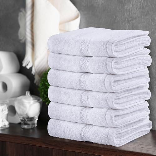 Utopia Towels 6 Pack Premium Hand Towels Set, 16 by 28 inches, 100% Ring Spun Cotton, Ultra Soft and Highly Absorbent 600GSM Towels for Bathroom, Gym, Shower, Hotel, and Spa, White thumbnail 7