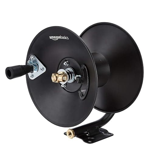 Amazon Basics Retractable Air Hose Reel - Fits 3/8-Inch × 50-Feet Air Compressor Hoses, Hoses Excluded, Not for Water/Pressure Washers, 300PSI, Black - Without Hose - Image 1