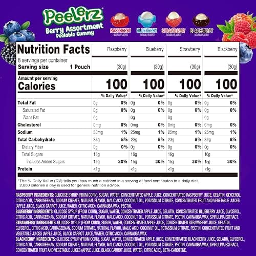 AMOS Peelerz Berry Assortment Gummy Candy 240g | Peelable Fruit-Shaped Gummies Made with Real Fruit Juice | Fun Peeling Snack for Kids & Adults | Peelerz Assorted Gummy Berry Mix (8.47 oz Box) thumbnail 2