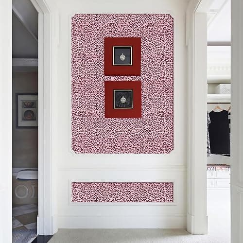 Leopard Print Peel and Stick Wallpaper, Waterproof Removable Self Adhesive Textured Wall Paper, Black and Pink Unique Funky Cheetah Contact Paper for Bedroom and Bathroom 120"X17.3"(14.4 sq. ft) thumbnail 6