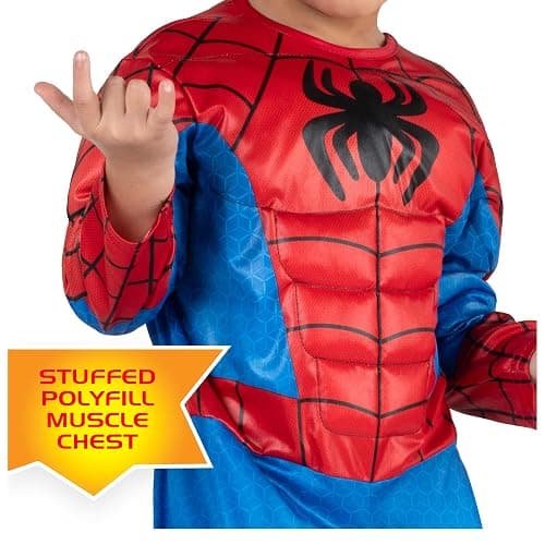 MARVEL Official Toddler Deluxe Halloween Costume - Premium Quality Padded Jumpsuit and Fabric Headpiece (3T-4T) thumbnail 5