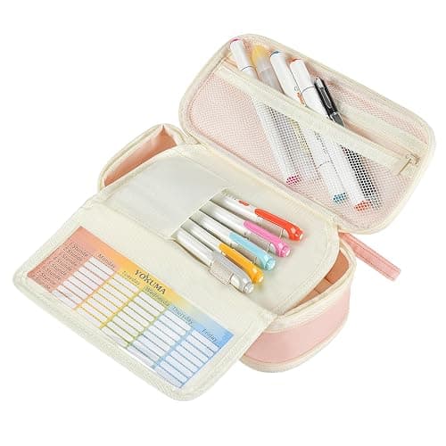 YOKUMA Pencil Case Cute Pencil Pouch for Girls Big Capacity Pen Bag Box, Kawaii Aesthetic College School Supplies for Student Teen Adults Preppy, Pink thumbnail 8
