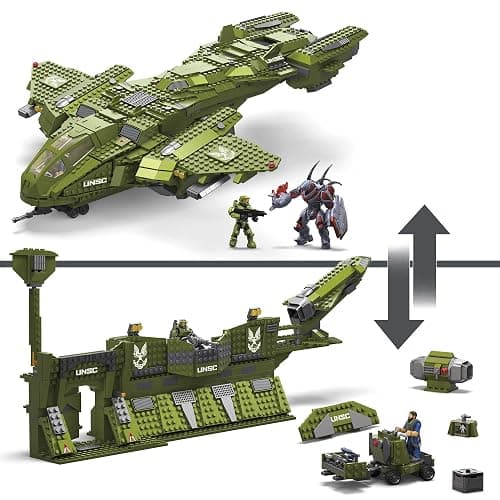 MEGA Halo Toy Building Sets, Pelican Inbound Vehicle with 2024 Pieces, 3 Micro Action Figures and Accessories, for Collectors thumbnail 6