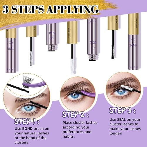 B&Qaugen Lash Bond and Seal 10ML Clusters Lash Glue Waterproof Long Lasting Mascara Wand Lash Extension Bond and Seal Strong Hold 2 in 1 Bond and Seal for DIY Lash Extensions（White Bond and Seal,10ML） thumbnail 5
