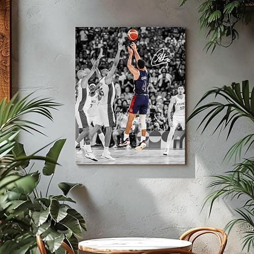 NBA Canvas Wall Art Decor - Stephen Curry Iconic Three-Point Shot Team USA Olympic Game Scene, Basketball Wall Poster for Sports Fans, Home, Bedroom or Game Room Decor 16X20 inch thumbnail 8