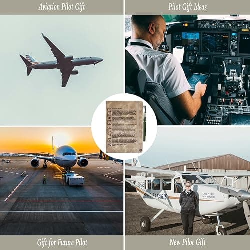 Pilot Gifts Men Women, Pilot Prayer Leather Journal 200 Pages Notebook A5 Lined with Pen and Keychain, Thoughtful Religious Gift for Aviation Airplane Future Pilot Birthday Graduation Christmas thumbnail 8
