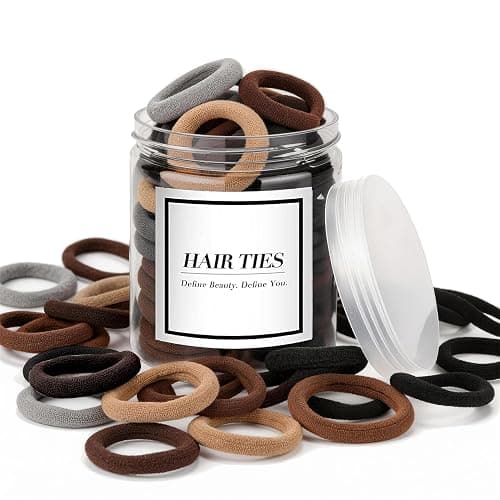 50PCS Hair Ties for Thick Hair, Seamless Cotton Ponytail Holders | Hair ties for Thick Hair, No Damage (Neutral Colors) Hair Accessories - Image 1