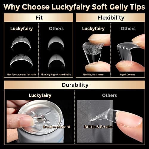 Short Almond Nail Tips: 504pcs Tri-Layer Core Soft Gel Nail Tips, Pre-Etched Short Fake Nails, 12 Sizes Half Matte Full Cover Clear Press on Nails Extension DIY Home for Flat & Natural Nail Beds thumbnail 7