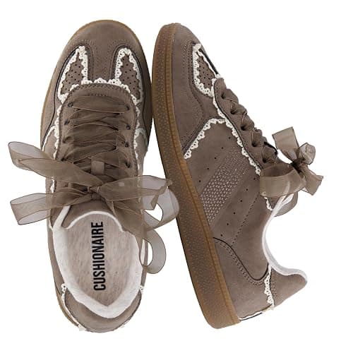CUSHIONAIRE Belinda Women’s Lace Detail Casual Sneakers – Elegant Ribbon Lace-Up Shoes with Memory Foam - Image 1