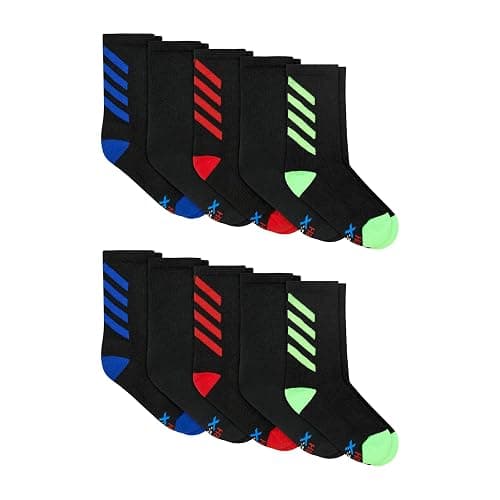 Hanes boys Moves Socks, Breathable Mesh Performance Socks, Crew, Ankle & No Show, Moisture-wicking, 10-pack thumbnail 5