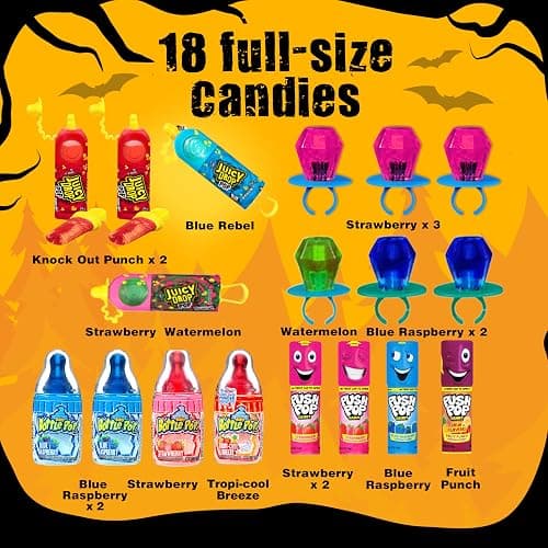 Halloween Candy Variety Pack, 18Ct Assorted Lollipops, Bulk Individually Wrapped Ring Pop, Push Pop, Baby Bottle Pop & Juicy Drop, Birthday Party Favors, Trick or Treat, Halloween Bowls, Kids Gifts thumbnail 3