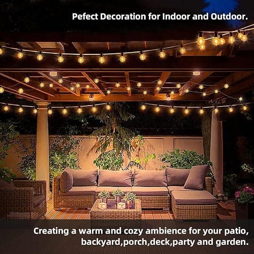 RTTY Outdoor String Lights 25ft, G40 Led Patio Globe Lights with 13pcs Plastic Bulbs, Shatterproof Waterproof Connectable Hanging for Porch Cafe Bistro Backyard Gazebo Balcony Party - 25FT thumbnail 5