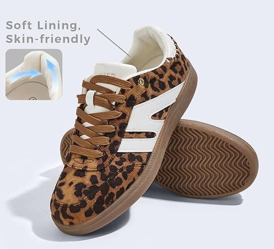 LUCKY STEP Women Classic Retro Gum Sole Fashion Sneakers Casual Tennis Skate Shoe Genuine Leather Walking Footwear Anti Slip Trainers thumbnail 4