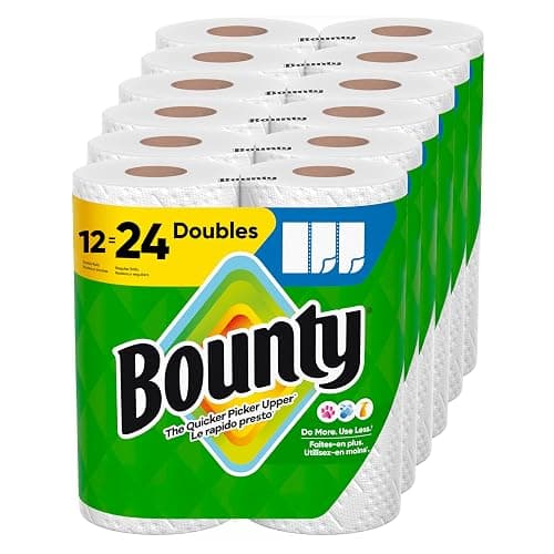 Bounty Paper Towels Select-A-Size White, 12 Double Rolls = 24 Regular Rolls - Image 1