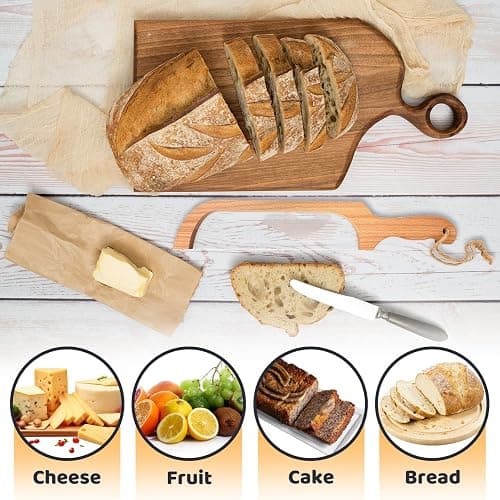 ROYOROYI Bread Slicer for Homemade Bread,16" Wooden Sourdough Bread knife with Bow Design,Premium Stainless Steel Serrated Saw Bread cutter for Bagels, Baguettes and More thumbnail 7