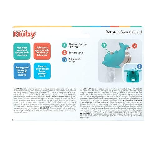 Nuby Bathtub Safety Spout Guard - Compatible with Most Standard Faucets - Bath Toys - Dolphin - Dolphin thumbnail 10