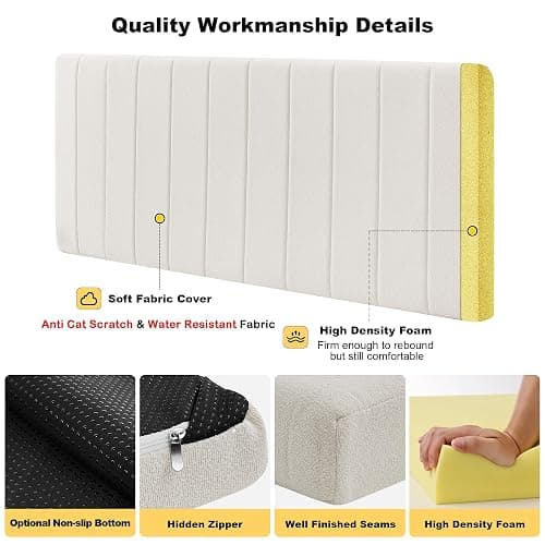 Custom Bay Window Sill Seat Cushion Plump Textured Line Customized Bench Seating Foam Cushions for Indoor Furniture, Mudroom, Reading Nook, Kitchen Dining Room, Anti-Cat, Splash-Proof, Non Slip Bottom thumbnail 2