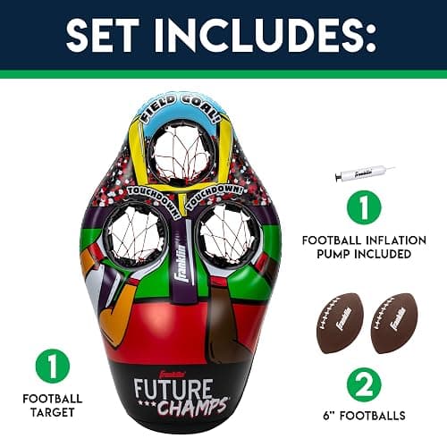 Franklin Sports Kids Football Target Toss Game - Inflatable Throwing Target Toy with Soft Mini Footballs - Fun Kids Sports Game thumbnail 2