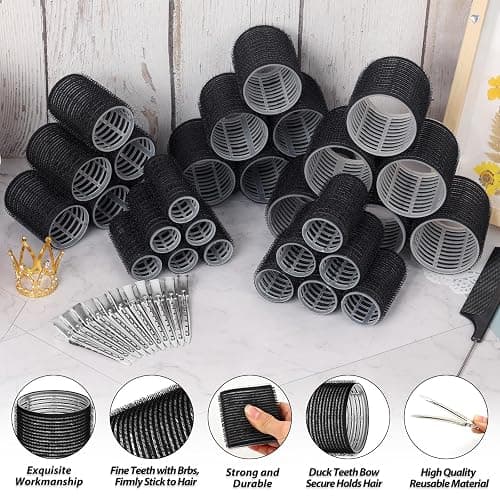 Thrilez 56PCS Hair Curlers Rollers with 5 Sizes 55mm 48 mm 40 mm 32 mm 25mm Jumbo Large Medium Small Rollers for Long Medium Short Thick Fine Lift Curler Volume, Hair Roller Set for DIY Hairdressing thumbnail 3