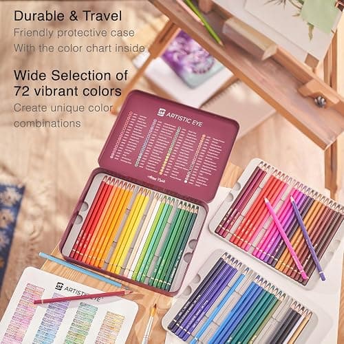 ARTISTIC EYE Premium Watercolor Pencils | Set of 72, Quality 3.5mm Soft Core Leads, Water-Soluble Pencils, Perfect for Beginner & Advanced Artists thumbnail 5