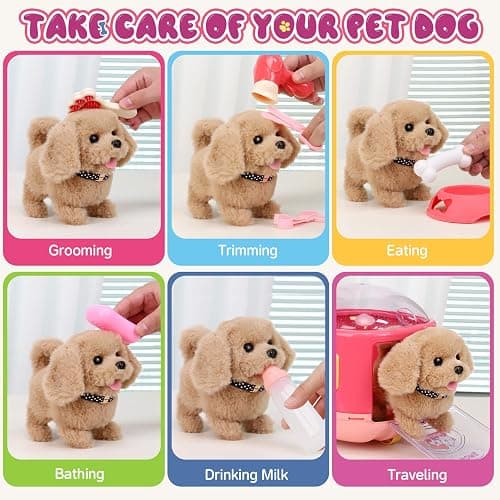 Dog Toys for Kids Girls with Puppy Stroller,Realistic Robot Interactive Stuffed Dog and 16 Pcs Toy Dog Accessories,Puppy Pet Care Pretend Play Set for 3 4 5 6 7 Year Old Toddler Girls Birthday Gifts thumbnail 6