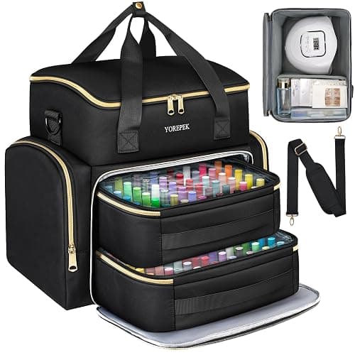 YOREPEK Extra Large Nail Polish Organizer Case Holds 96 to 100+ Bottles (15ml/0.5 fl.oz) UV lamp, Gel Polish Travel Case Bag with 2 Removable Pouches Fits Nail Suppiles, Manicurist Nail Tech Gifts thumbnail 9