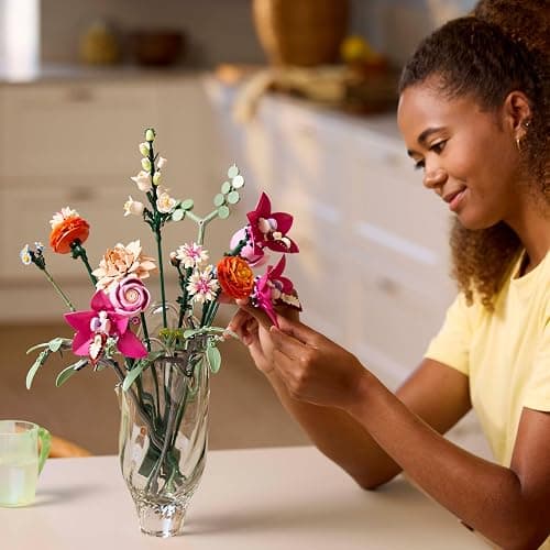 LEGO Botanicals Pretty Pink Flower Bouquet Set for Adults - Floral Home Decor Building Kit with Artificial Roses, Daisies, Cornflowers and Elderflowers - Nature Gifts for Women and Men - 10342 thumbnail 2