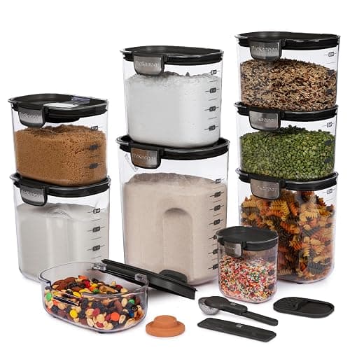 ProKeeper+ Airtight Food Storage Container Set – Clear Plastic Flour and Sugar Canister Set with Magnetic Accessories for Kitchen Organization (Black, 13-Piece) thumbnail 3