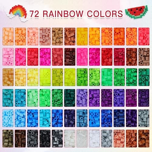 QUEFE Fuse Beads Kit 15000 Pcs 72 Colors 5mm Beads Craft Kit Including Pegboard, Melting Beads, Ironing Paper, Tweezers & Colorful Hooks, Christmas Home School Arts and Crafts Supplies for Girls thumbnail 3